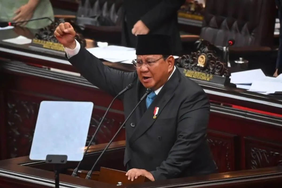 Presiden Prabowo Subianto menyampaikan pidato dalam Rapat Paripurna ke-19 DPR RI Masa Persidangan V Tahun Sidang 2025-2026 di kompleks Parlemen, Jakarta, Rabu (20/5/2026).