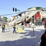 Reruntuhan restoran cepat saji Jollibee setelah gempa bumi berkek magnitude 7,8 di Kota General Santos pada 8 Juni 2026. (Tangkapan Layar Video)