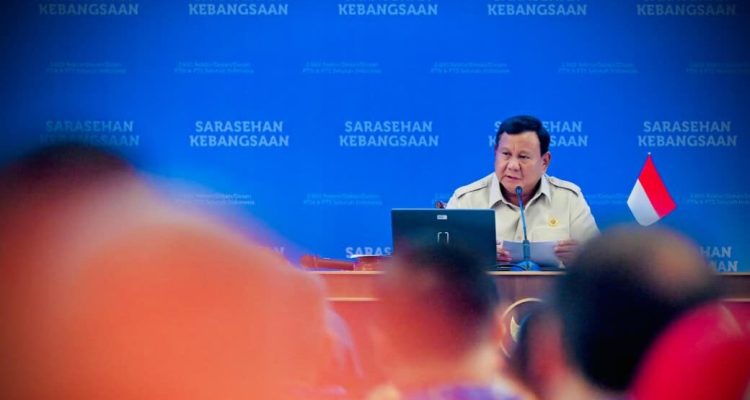 Presiden Prabowo Subianto pada penutupan Sarasehan Kebangsaan Konvensi Sains, Teknologi, dan Industri Indonesia (KSTI) Tahun 2026