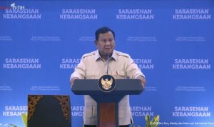 Presiden Prabowo Subianto saat menyampaikan sambutan dalam pembukaan Sarasehan Kebangsaan KSTI 2026 di Jakarta. Foto: Tangkapan Layar Youtube/Sekretariat Presiden.