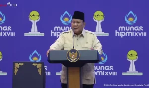 Presiden Prabowo memberikan sambutan di acara Munas Hipmi, Rabu (10/6/2026). Foto: Tangkapan layar Youtube Sekretariat Presiden.