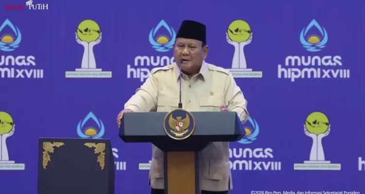 Presiden Prabowo memberikan sambutan di acara Munas Hipmi, Rabu (10/6/2026). Foto: Tangkapan layar Youtube Sekretariat Presiden.