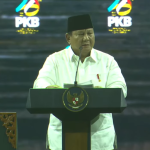 Presiden Prabowo Subianto saat menyampaikan sambutan dalam Puncak Harlah ke-28 yang di gelar oleh Partai Kebangkitan Bangsa (PKB) di Jakarta. Presiden Prabowo Subianto saat menyampaikan sambutan dalam Puncak Harlah ke-28 yang di gelar oleh Partai Kebangkitan Bangsa (PKB) di Jakarta. (Tangkapan Layar Youtube DPP PKB)