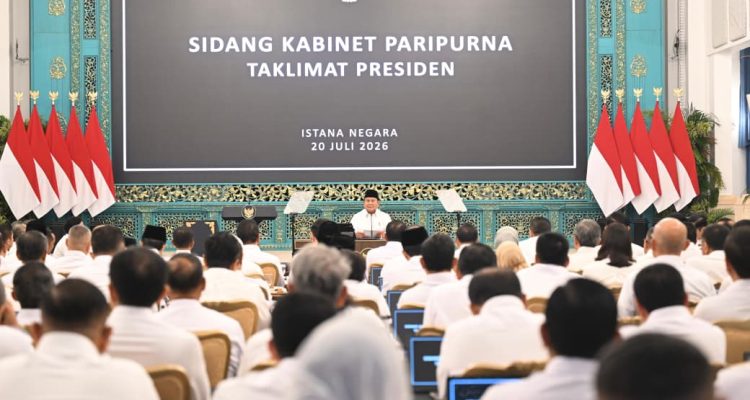 Presiden Prabowo menggelar sidang kabinet paripurna di Istana Negara, Jakarta, Senin (20/7/2026). (Foto: dok. Biro Sekretariat Presiden)