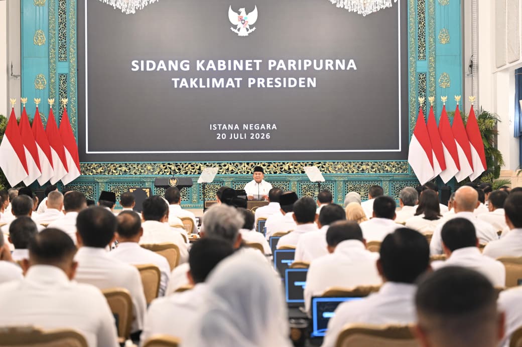 Presiden Prabowo menggelar sidang kabinet paripurna di Istana Negara, Jakarta, Senin (20/7/2026). (Foto: dok. Biro Sekretariat Presiden)