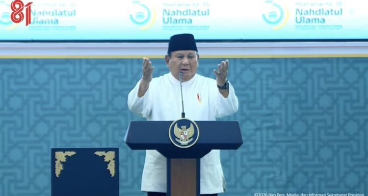 Presiden Prabowo Subianto Tutup Muktamar ke-35 Nahdlatul Ulama, Jombang, Jawa Timur, Senin (31/8/2026).