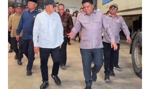Don Muzakir Ketua Umum DPN Tani Merdeka Indonesia (kiri) bersama Zulkifli Hasan Menteri Koordinator Bidang Pangan, mengunjungi salah satu gudang bawang merah di Kabupaten Brebes, Sabtu 12 September 2026.