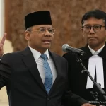 Suahasil Nazara sebagai Menteri Keuangan (Menkeu) pengganti Purbaya Yudhi Sadewa di Istana, Jakarta, pada Senin (14/9/2026).
